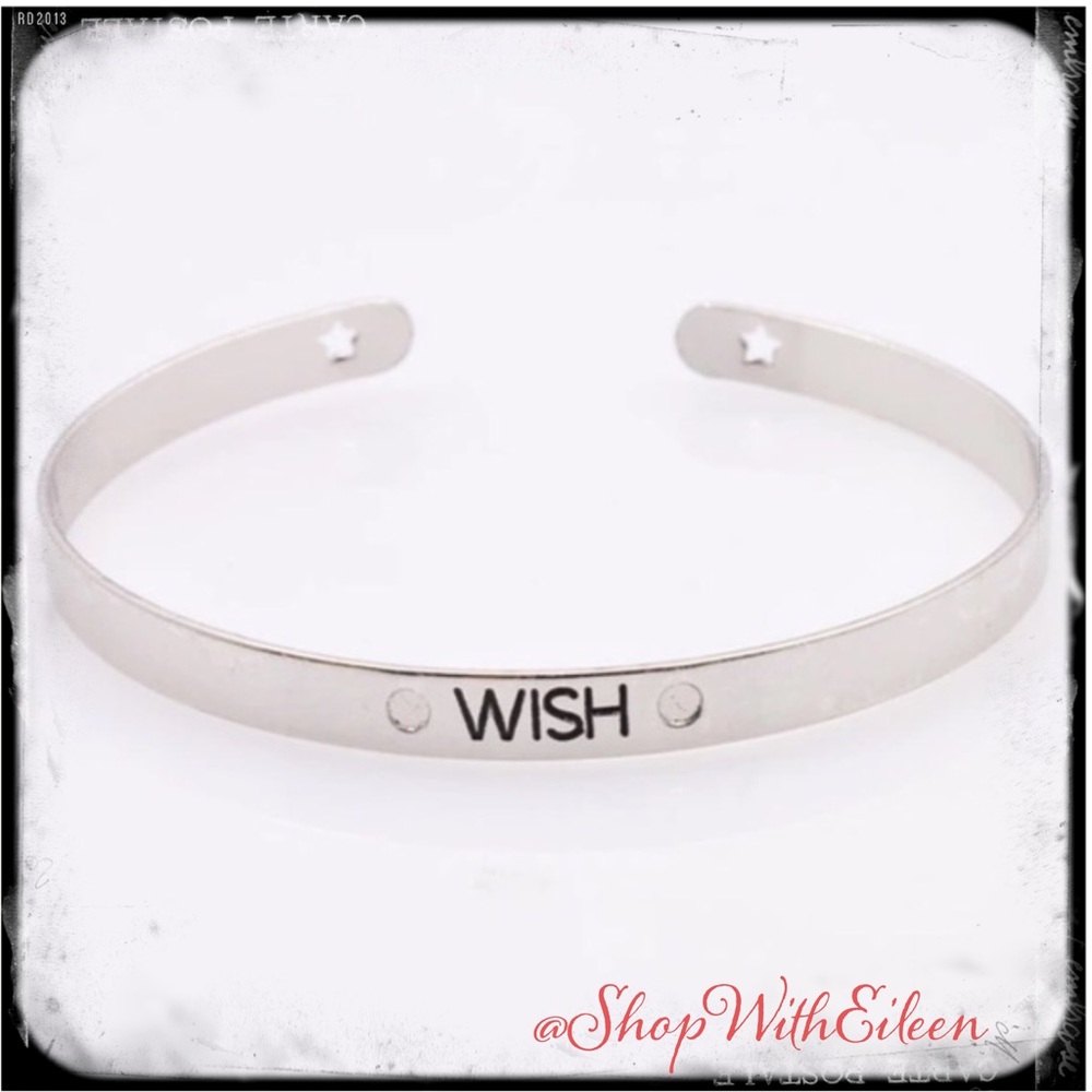 WISH Silver Inspirational Mantra Cuff